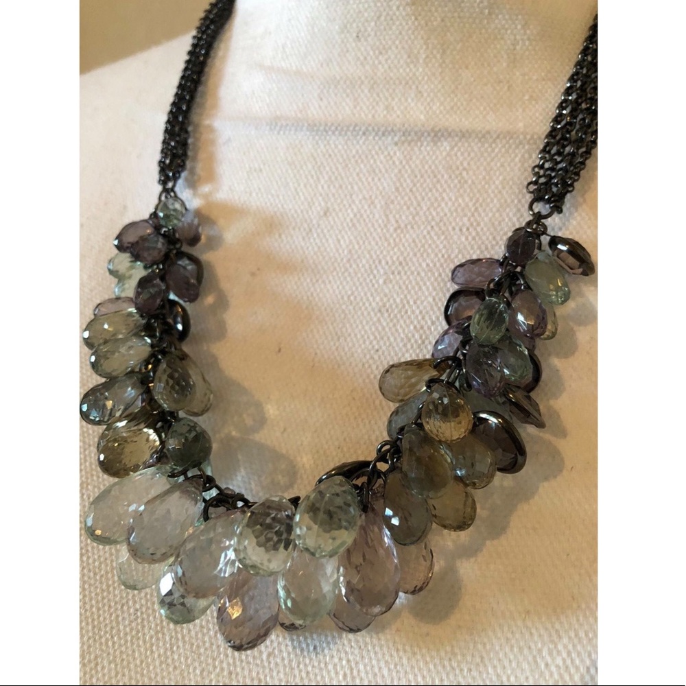 Ann Taylor LOFT Statement Silver Beaded Necklace